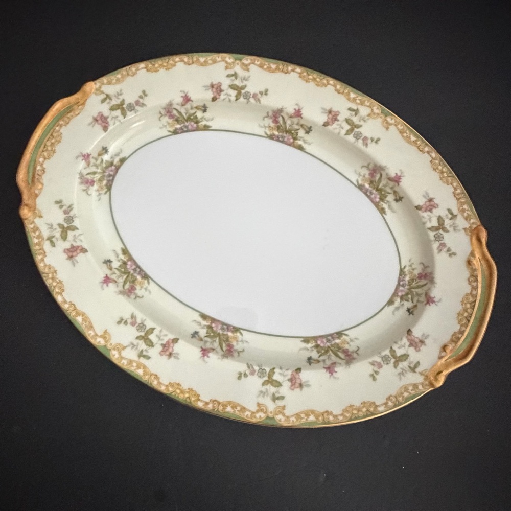 Noritake Gold and Floral Oval Large Platter 16”
